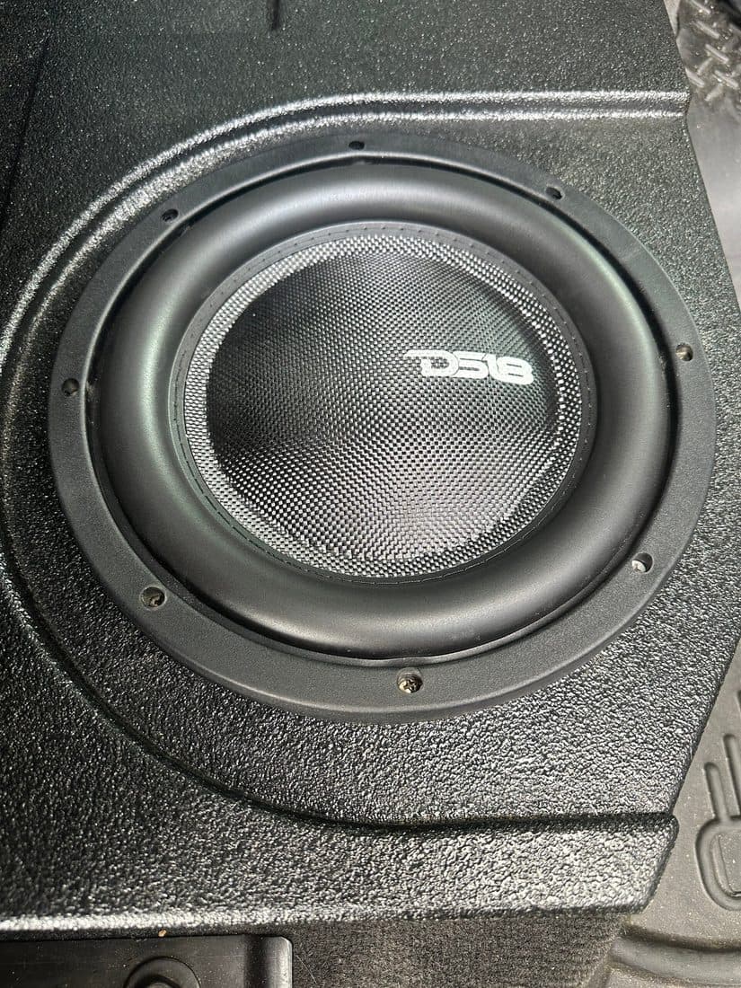 DS18 subwoofer mounted in a custom enclosure